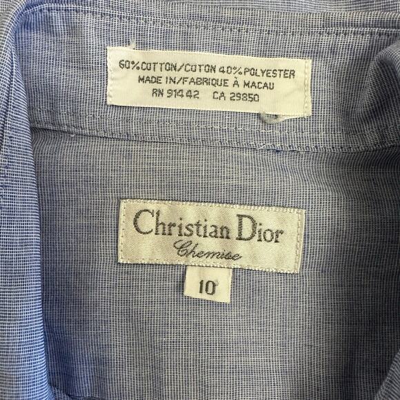 Vintage‎ Christian Dior Chemise Kids Shirt Size 10 Blue Button Up Macau Made - Picture 2 of 5